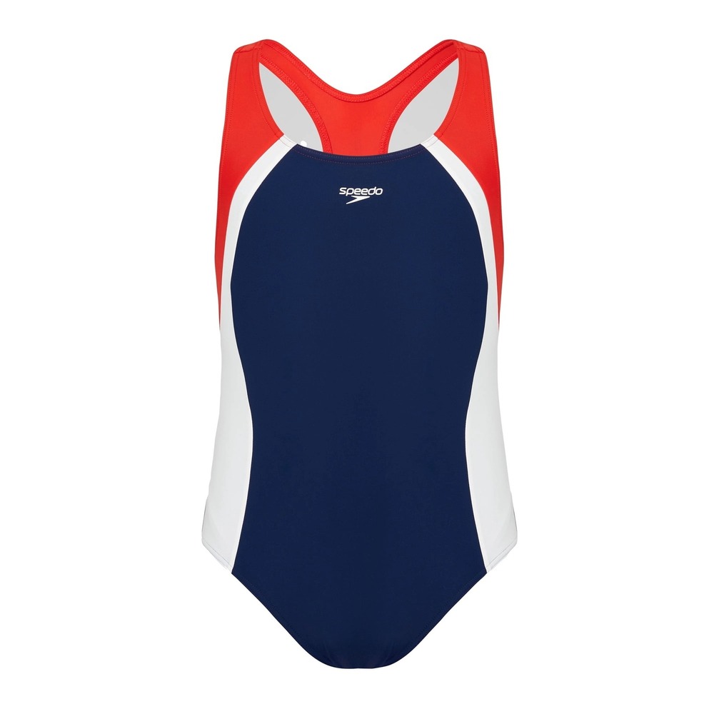 Speedo Swimsuit Girls S Peacoat New Colorblock Racerback One Piece